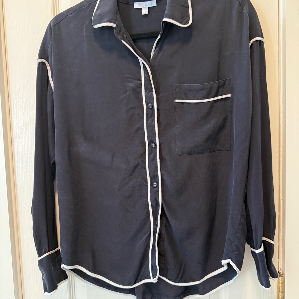 Johnny Was Relaxed Button down Shirt w Piping